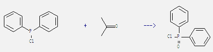 Diphenylphosphinic chloride can be obtained by diphenylphosphinous acid chloride and propan-2-one